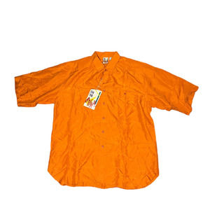 NWT Vintage Silk On the Brink Orange Button Up Short Sleeve Mens Shirt Sz Large